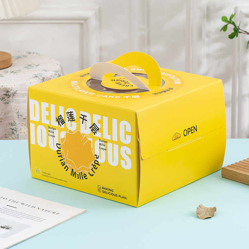 新款生日蛋糕盒子包装盒6 8寸厂家直销榴莲千层方形定制手提盒