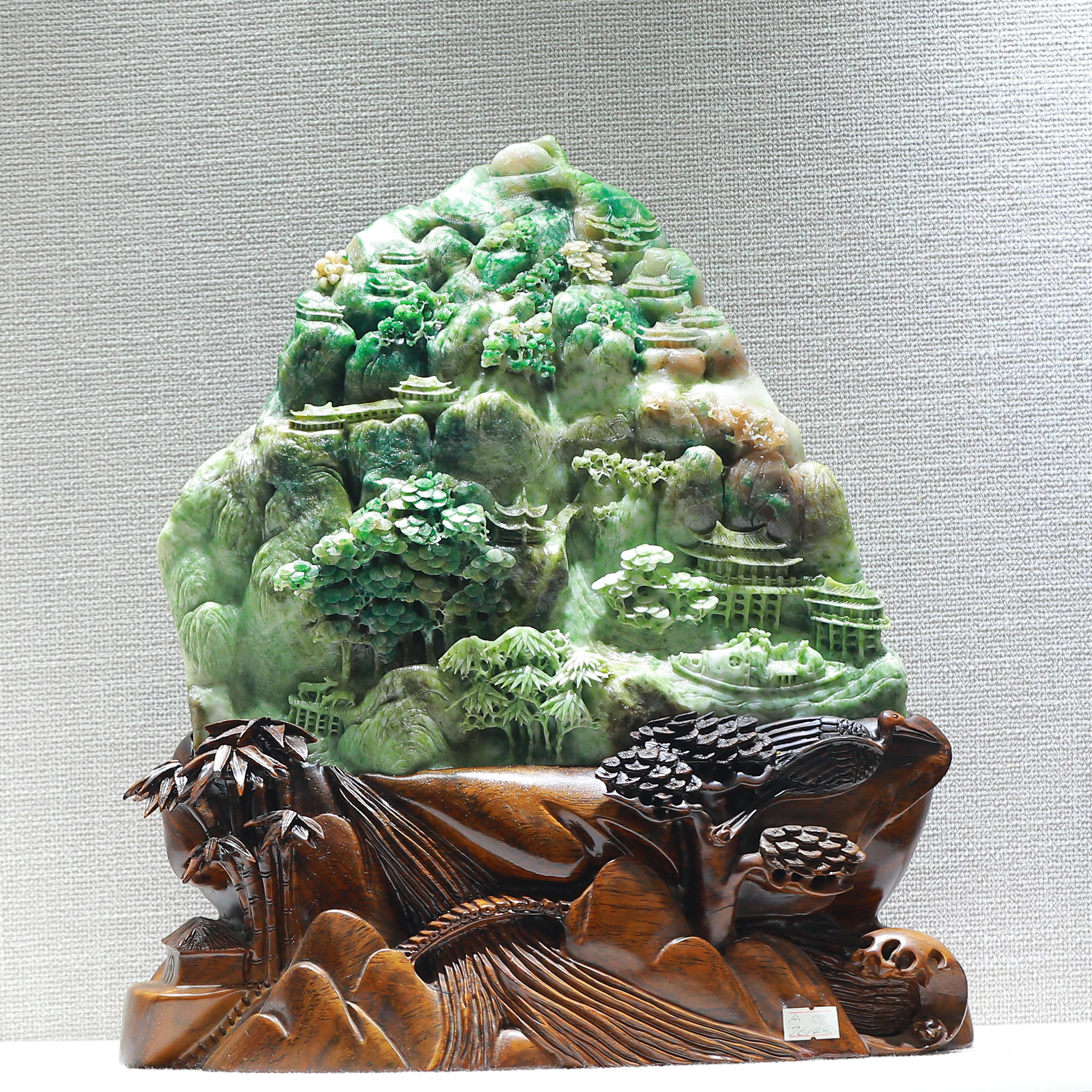 天然老料冰天蓝料独山玉山水人物雕刻摆件复古书房客厅装饰工艺品