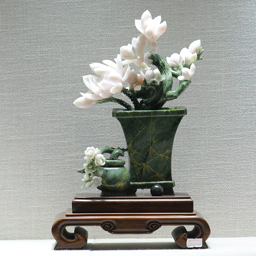 天然老料冰天蓝料独山玉玉兰花平安富贵摆件镇宅收藏工艺品印章