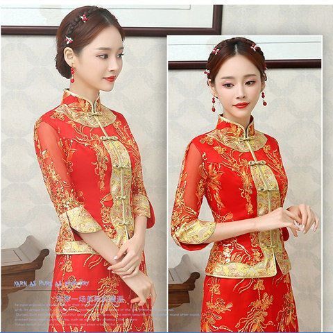 新娘敬酒服旗袍秀禾服中式婚纱礼服红色长修身款嫁衣大婚婚礼嫁衣|msdalam kategori Butik wanita / wanita, perkahwinan/Cheongsam/pakaian, perkahwinan - dari Buy2taobao.com untuk memberikan perkhidmatan ejen Taobao profesional membeli