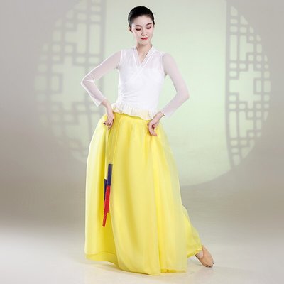 新款朝鲜服族服装大摆裙练习艺考民族舞蹈拍照延吉身韵纱衣女演出