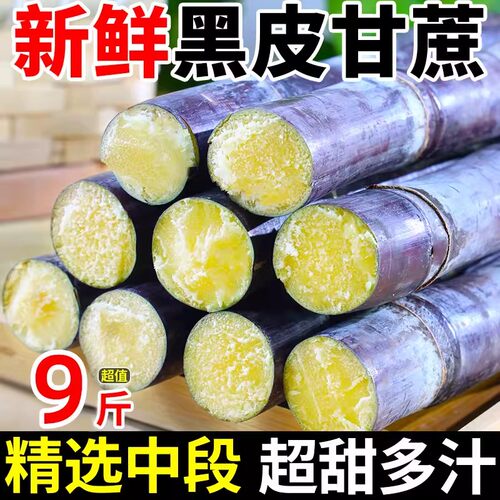 正宗黑皮甘蔗新鲜现砍精选中段脆皮甘蔗当季整箱紫皮甘蔗新鲜批发