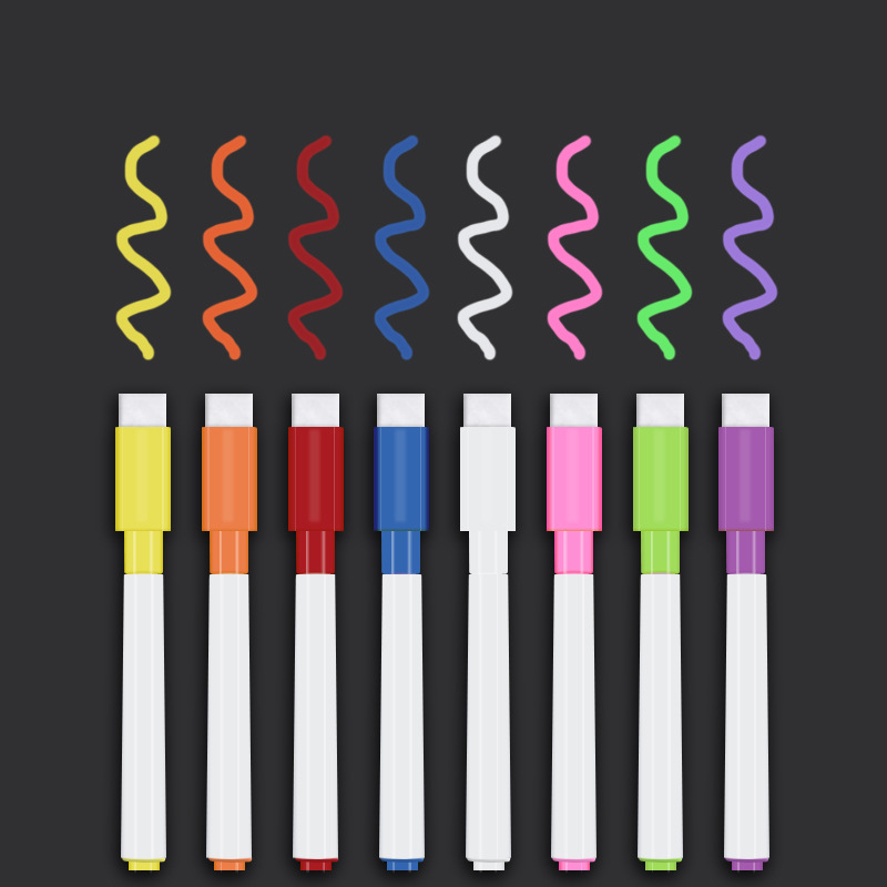 磁性荧光笔灯板笔8色可选可擦水溶性液体白板笔带磁带笔刷