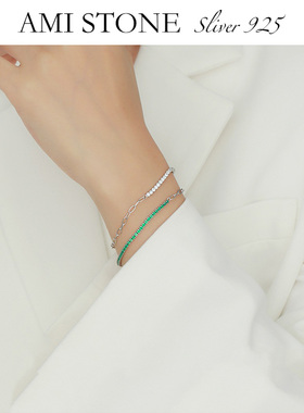 纯银彩色晶钻轻奢复古法式女手链