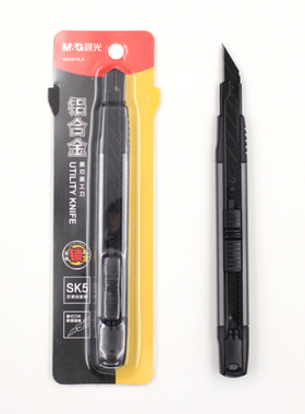 晨光美工刀壁纸刀裁纸刀铝合金黑刃9mmASS913L9 尖头30度 黑刀防生锈拆快金属力SK5 优品合金钢刀片