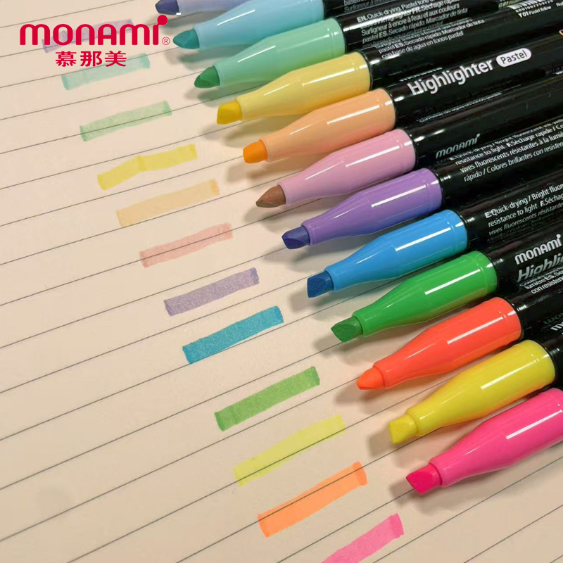 韩国慕那美淡色荧光笔6色柔光4支