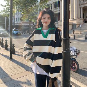 长袖卫衣女春秋季外穿感小众小个子宽松慵懒风美式polo领上衣ins