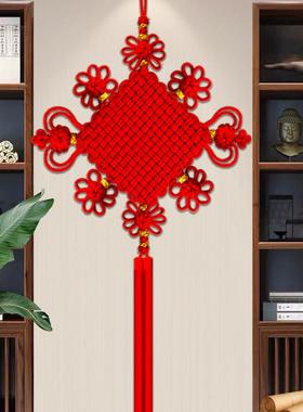 红色黄色蓝色三色中国结挂件客厅大号挂件电视背景墙乔迁新居装饰