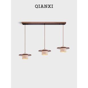 黔西餐厅吊灯中国覆古景吉风格 黄色钙华胡桃餐厅餐桌茶室艺术灯