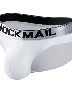 JOCKMAIL2021男士内裤三角棉大囊袋透气运动修身立体性感裤衩白