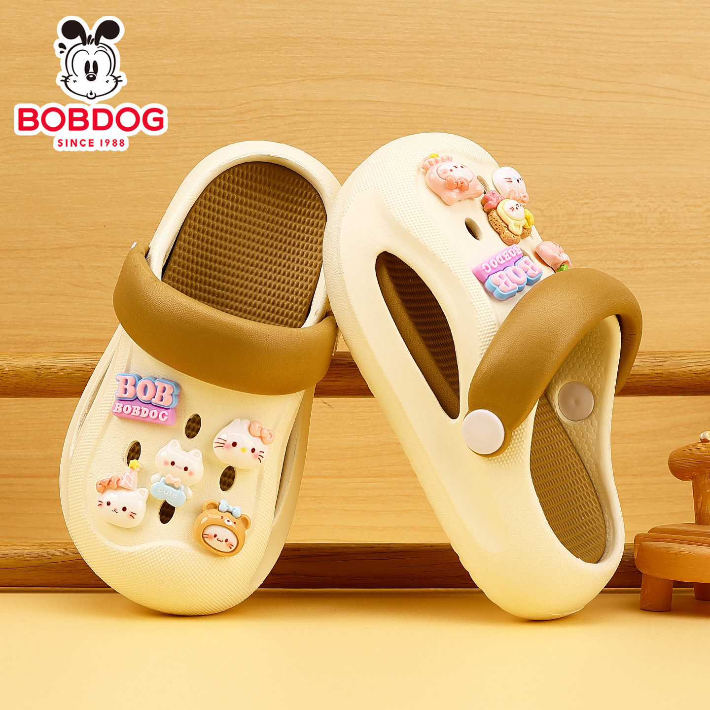 巴布豆儿童洞洞鞋男童女童舒适男宝拖鞋防滑防臭外穿透气童鞋夏季