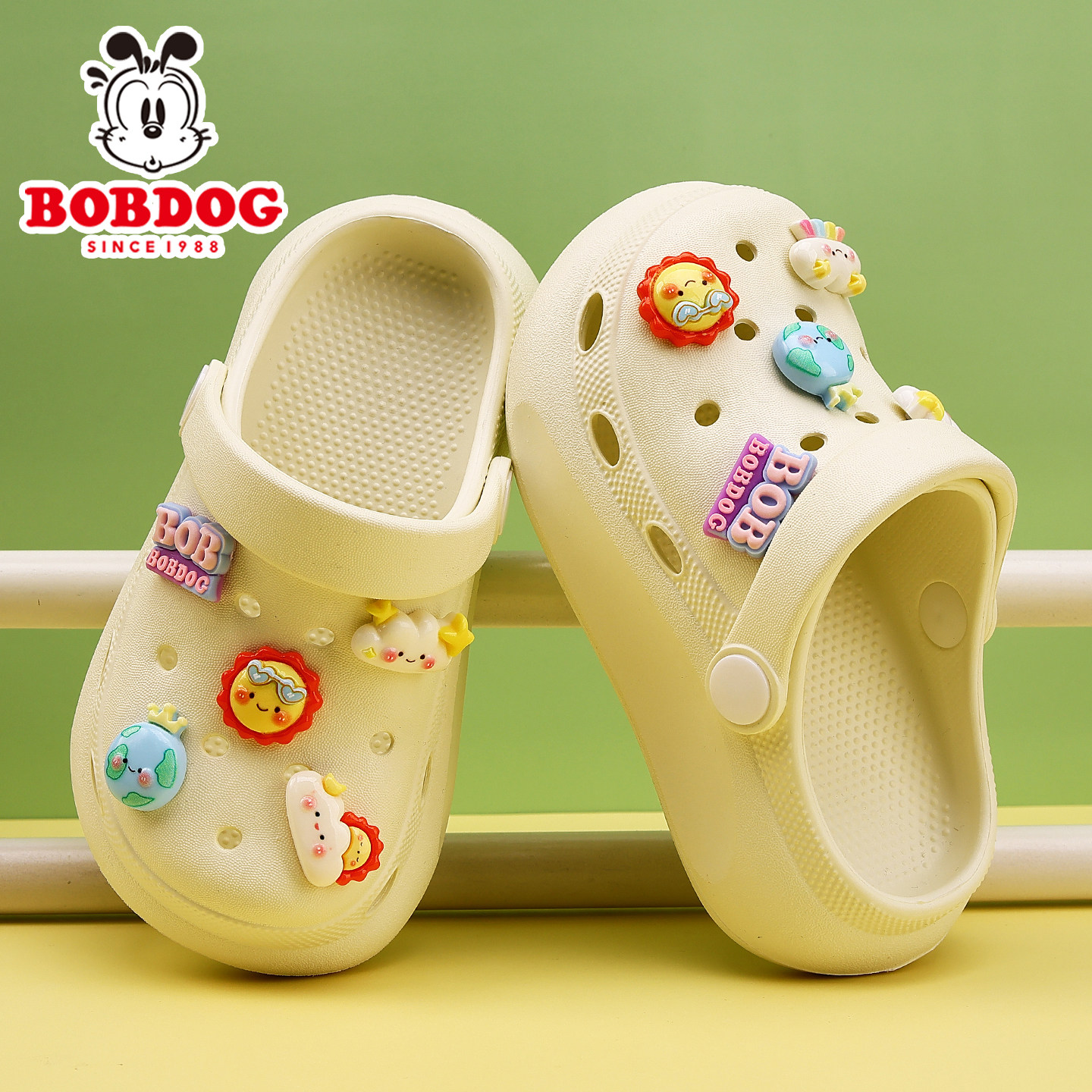 巴布豆儿童洞洞鞋男童拖鞋夏季新款女童防滑软底沙滩凉鞋卡通可爱