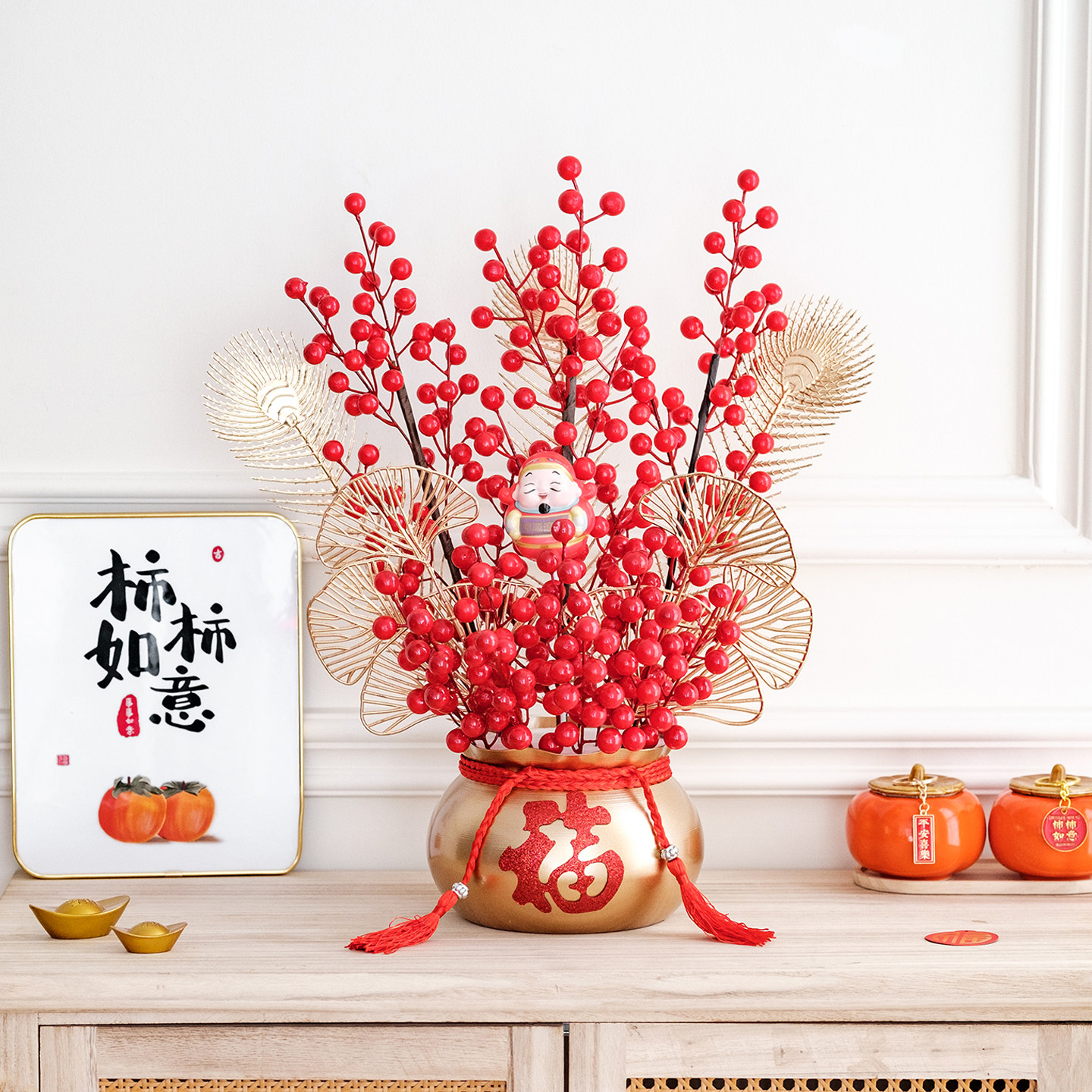 聚宝盆福桶摆件铁艺搬家礼物新居客厅布置开业礼品发财果新年装饰,家居饰品,餐桌花艺,淘宝优惠券,粉丝福利购,淘宝优惠卷