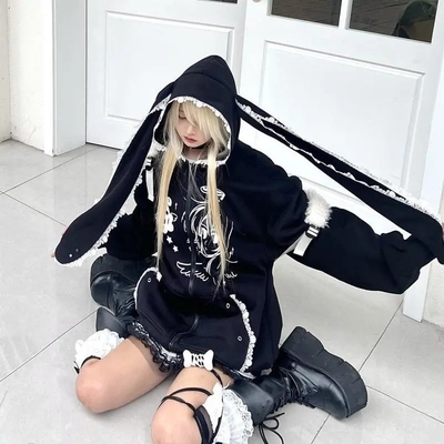 软妹外套日系可爱猫耳连帽卫衣