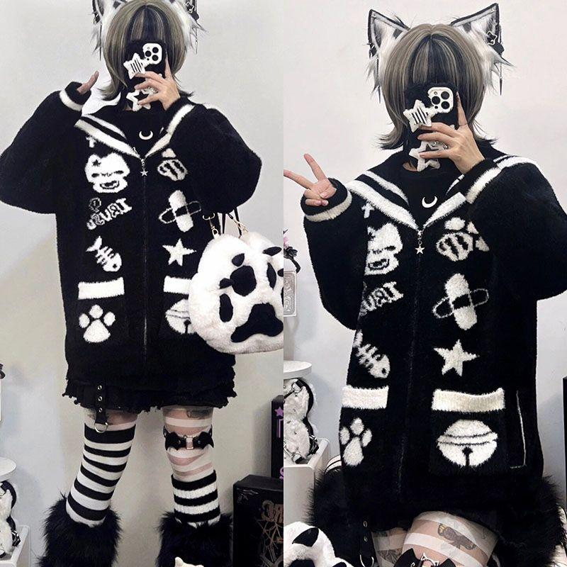 秋冬日系y2k水手领外套千禧辣妹