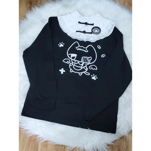 卫衣女2023新款爆款天使界限猫咪日系宅盘扣领拼接软妹中华风上衣