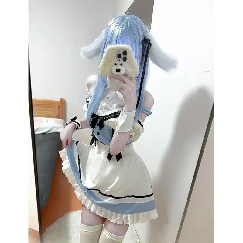 现货日系女仆蝴蝶结制服套装