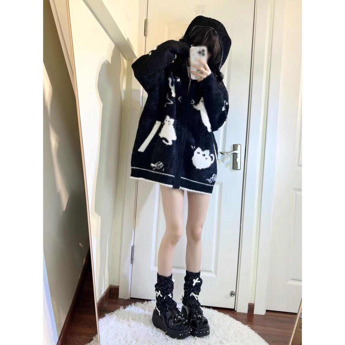 可爱小猫仿貂毛千禧辣妹亚文化女