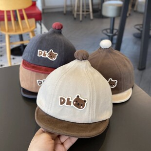 婴儿帽子春秋款可爱超萌奶嘴鸭舌帽男女宝宝软檐拼色防风遮阳棒球