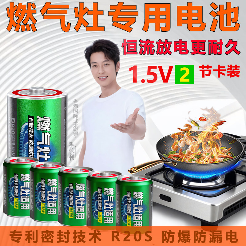 凌力 燃气灶专用通用电池1号 燃气伴侣大号碳性1.5V 耐高温 燃气炉大容量大功率扩容稳定电压热水器大电池