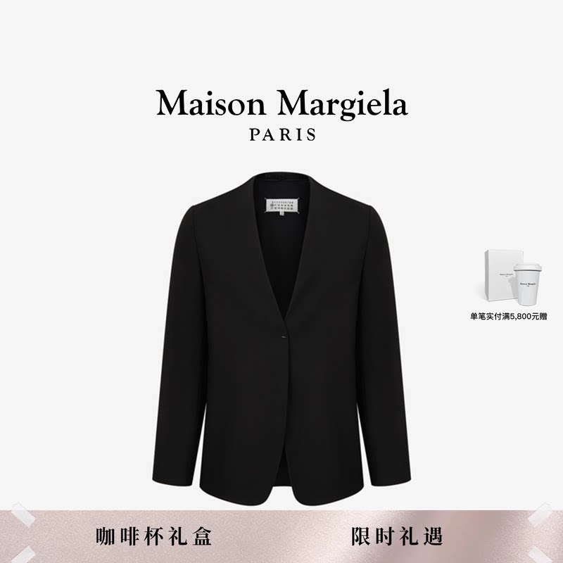 [12期免息]MaisonMargiela马吉拉光滑面料西装西服黑外套上衣衣服