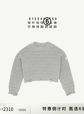 [特惠倒计时]MM6立体针织圆领做旧休闲针织衫毛衣套头长袖上衣