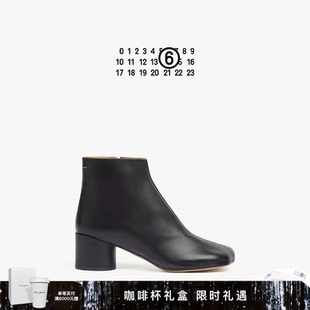 女鞋 皮鞋 4.5cm 方头羊皮革及踝粗跟短靴子高跟鞋 MM6时尚