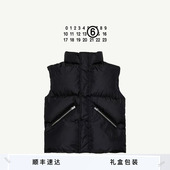 MM6童装 数字logo黑色立领口袋拉链马甲休闲简约上衣