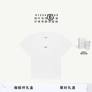 [6期免息]MM6数字Logo标签休闲短袖白T恤打底衫宽松情侣上衣衣服