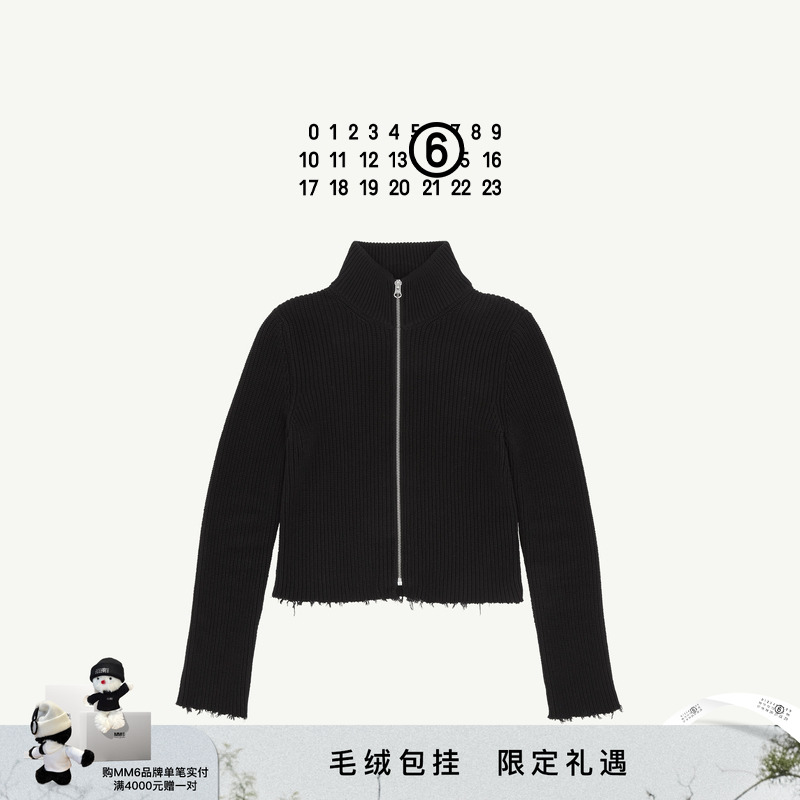 MM6拉链针织开衫上衣简约