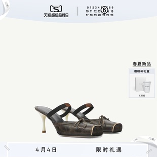 MM6日常通勤休闲尖跟方头一字带芭蕾鞋 高跟鞋 女凉鞋 春夏新品