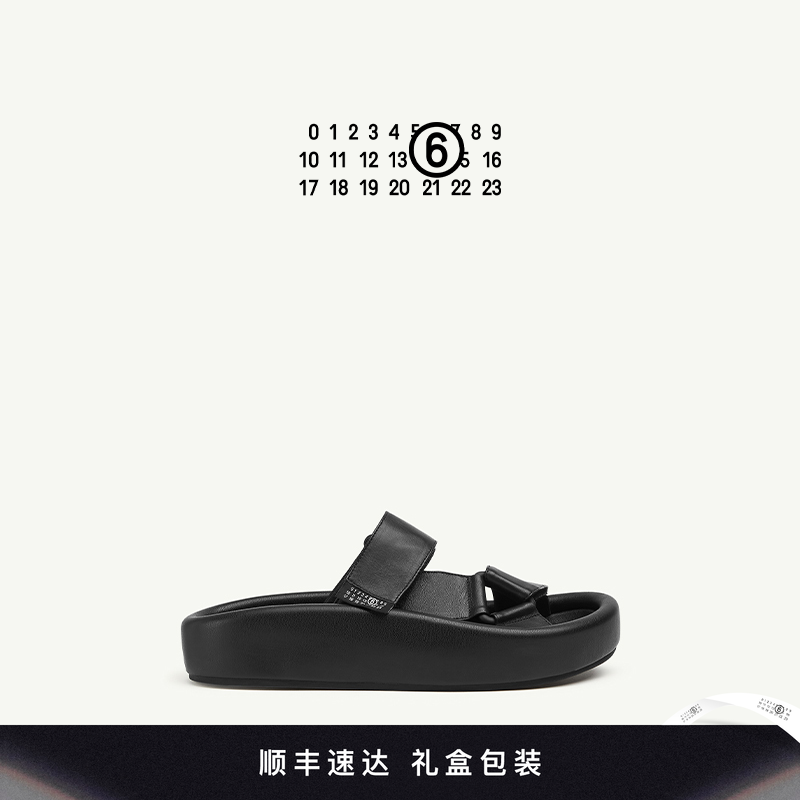 MM6徽标魔术贴凉鞋拖鞋