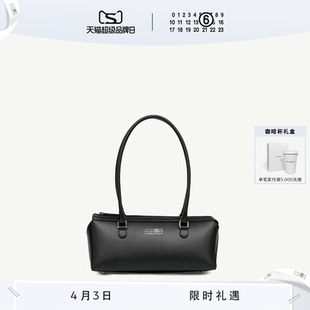 MM6黑色拉链日常休闲通勤中号手提包腋下包法棍包 即刻抢购