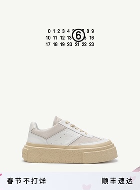 MM6拼接简约日常通勤厚底增高鞋休闲鞋低帮小白鞋单鞋