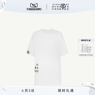 MM6 spiga数字LOGO印花圆领白T恤休闲短袖 情侣内搭上衣 12期免息