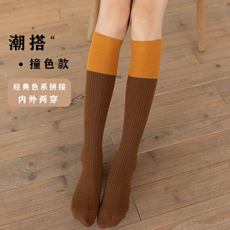 灰色袜子女纯棉春秋Jk拼接袜女