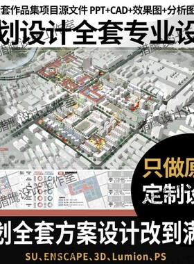 彩平景观园林城市规划设计方案乡村效果图鸟瞰图su建模作品集制作