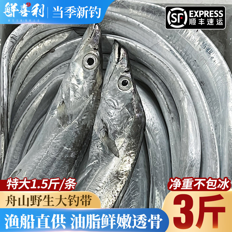 舟山带鱼整条海鲜东海水产新鲜鲜活冷冻小眼海钓油带鱼非刀鱼整箱