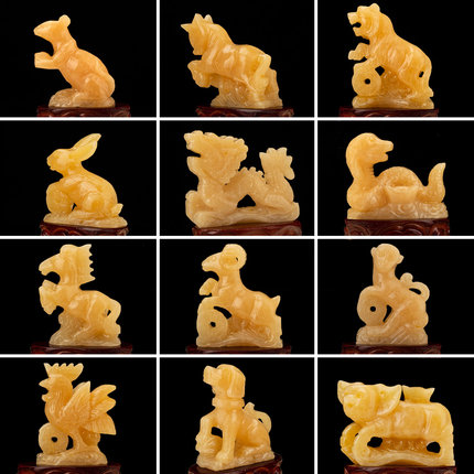 天然玉石十二生肖手工雕刻旺运势摆件狗马龙鸡鼠牛虎兔蛇羊猴猪