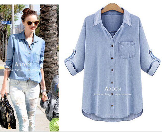 Large size women's fat MM loose look thin jeans shirt top|msdalam kategori Butik wanita / wanita, wanita saiz besar - dari Buy2taobao.com untuk memberikan perkhidmatan ejen Taobao profesional membeli