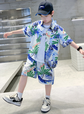 男童夏装套装2025新款儿童夏季薄款中大童夏威夷沙滩速干两件套潮