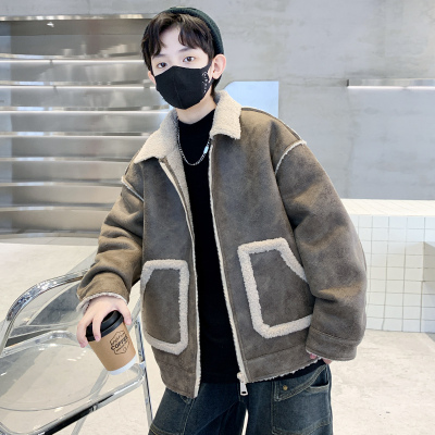 男童外套2025新款加绒加厚