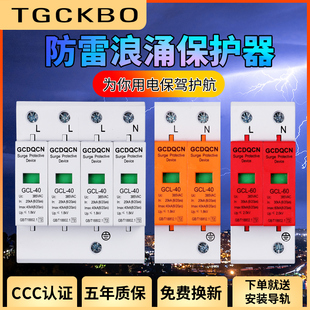 一级二级浪涌保护器防雷家用220v电源开关2p避雷器380v电涌模块4p