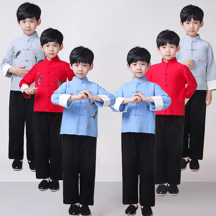 男童汉服民国风演出服六一儿童合唱表演服朗诵学生套装中国风唐装