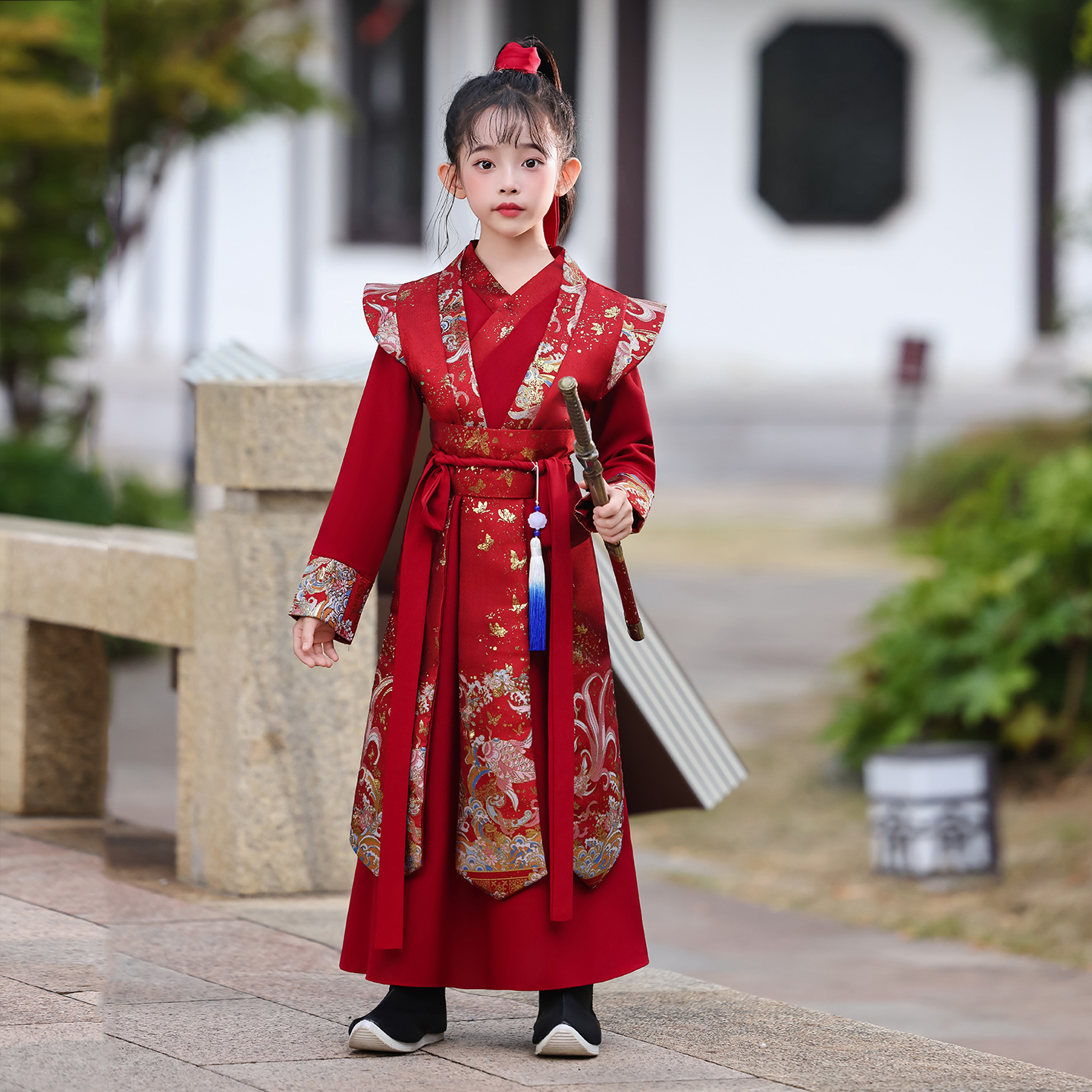 女童古装2025新款汉服唐装中国风花木兰儿童国学表演舞台演出服