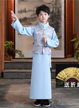 男童唐装长衫中式大褂演出服装