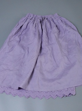 JCC studio日系亚麻全棉里布刺绣花边刺绣伞裙半身裙SMW64-102L83