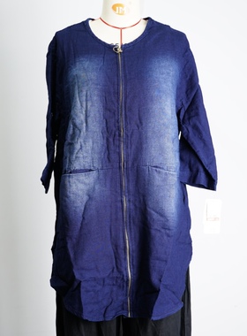 JCC STUDIO日系全棉双层纱圆领拉链衬衫女宽松休闲百搭上衣