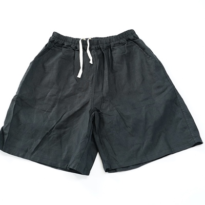 JCC studio日系棉麻系带松紧腰休闲纯色显白短裤W68-100L50