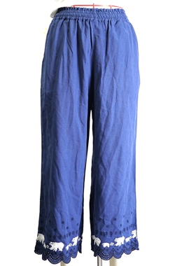 JCC STUDIO日系全棉刺绣蕾丝宽松休闲春秋阔腿裤休闲裤